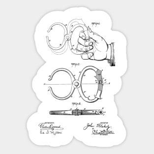 Police Nippers Vintage Patent Hand Drawing Sticker